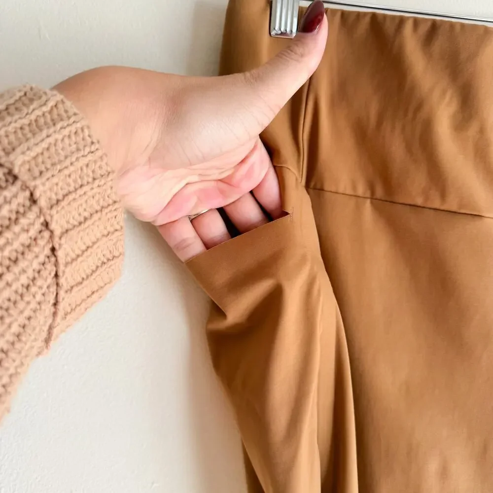ADAY Camel Tan Tailor Made Slit Cuff Stretchy Work Pant - Large